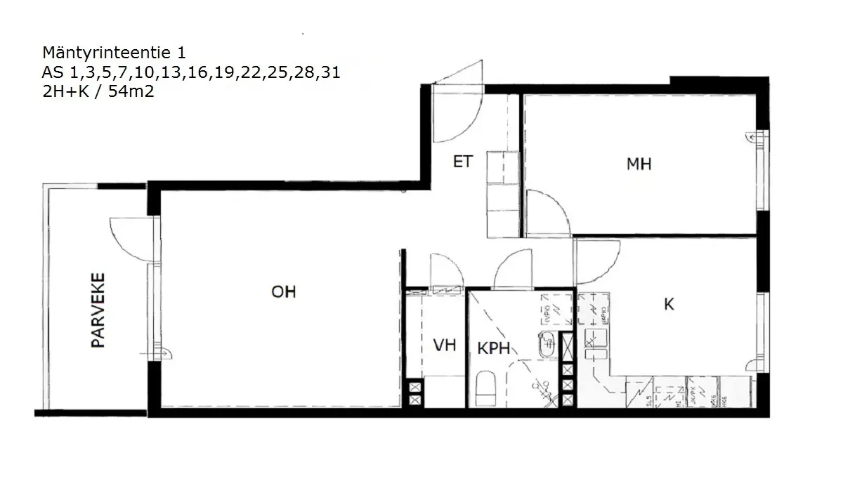 2h+k 54,0 m², mäntyrinteentie 1 tuusula 1