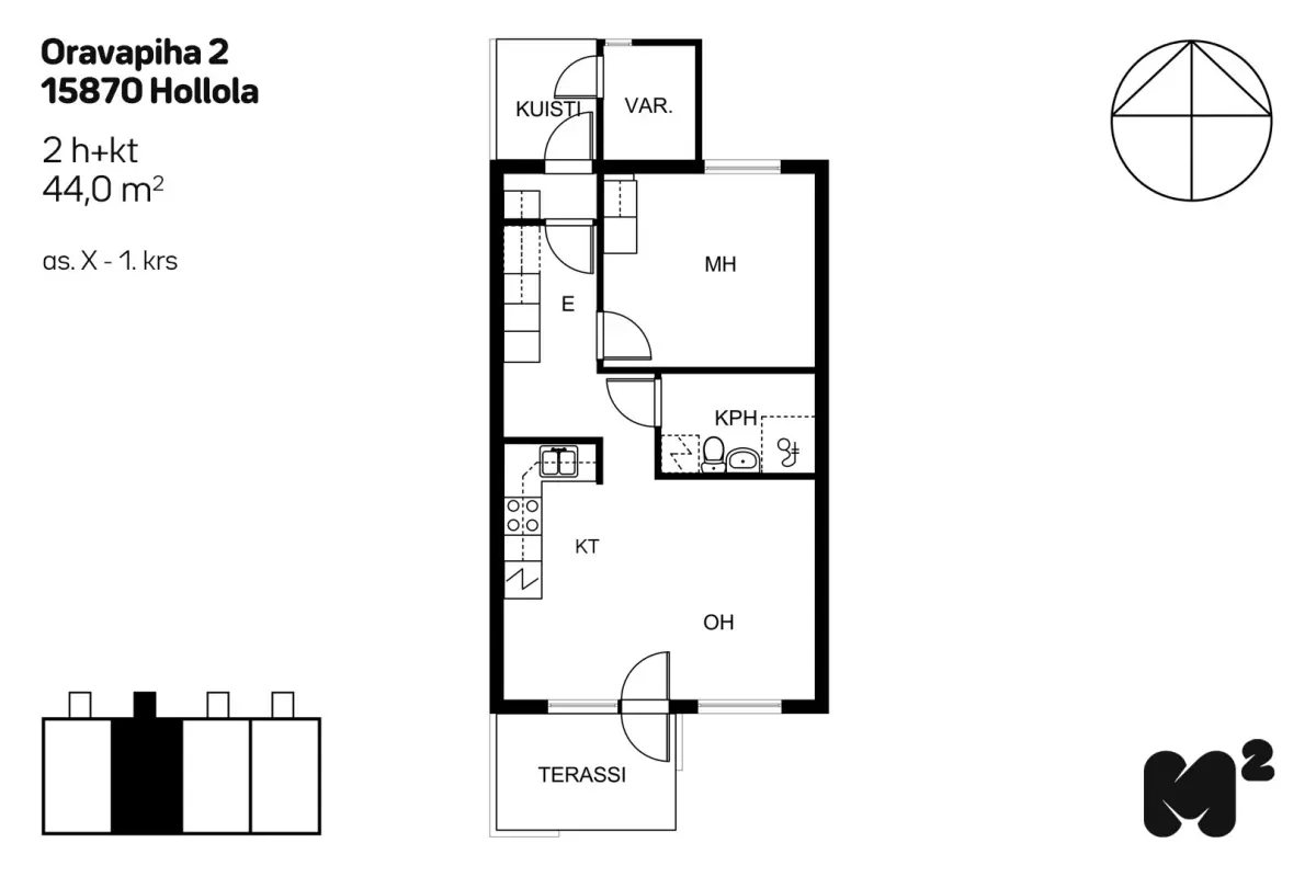 2h+kt 44,0 m², oravapiha 2 hollola 1