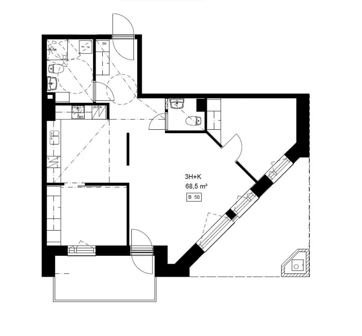3h+k 68,5 m², koulukatu 23 kotka 1