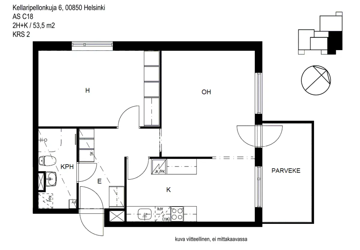 2h+k 53,5 m², kellaripellonkuja 1, 2, 6 helsinki 1