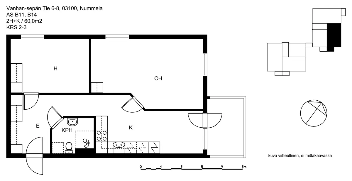 2h+k 60,0 m², vanhan-sepän tie 6-8 vihti 1