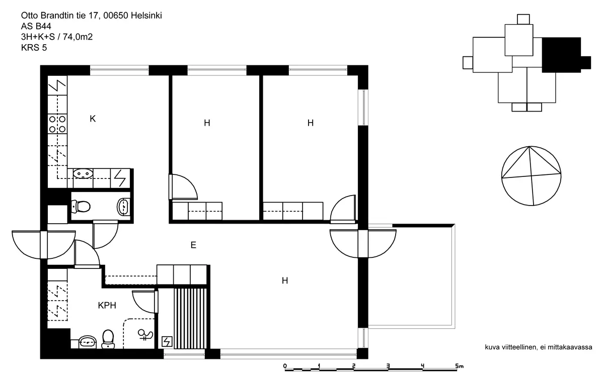 3h+k+s 74,0 m², otto brandtin tie 17 helsinki 1