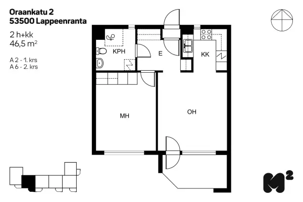 Pohjakuva lappeenranta/karhuvuori/oraankatu-1-2/2370-10185
