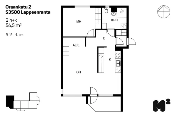 Pohjakuva lappeenranta/karhuvuori/oraankatu-1-2/2370-10193