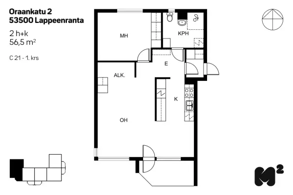 Pohjakuva lappeenranta/karhuvuori/oraankatu-1-2/2370-10199