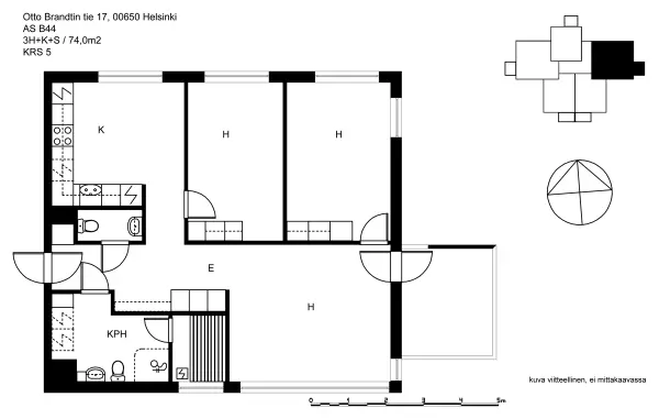 3h+k+s 74,0 m², otto brandtin tie 17 helsinki 3